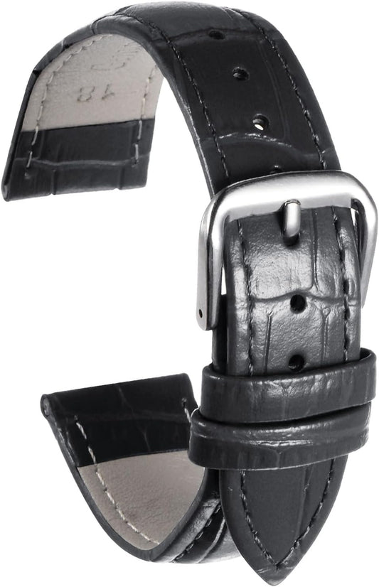 Leather Watch Band Embossed Alligator Pattern Cowhide Watch Strap 6 Colors Multi-sizes Replacement with Spring Bars for Men and Women