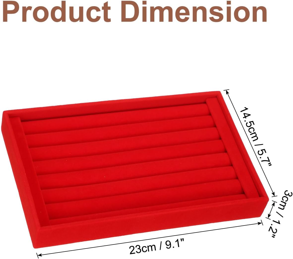 Velvet 7 Slots Ring Organizer Jewelry Display Tray Showcase Ring Holder Velvet Jewelry Organizer Stand for Rings Earrings Red