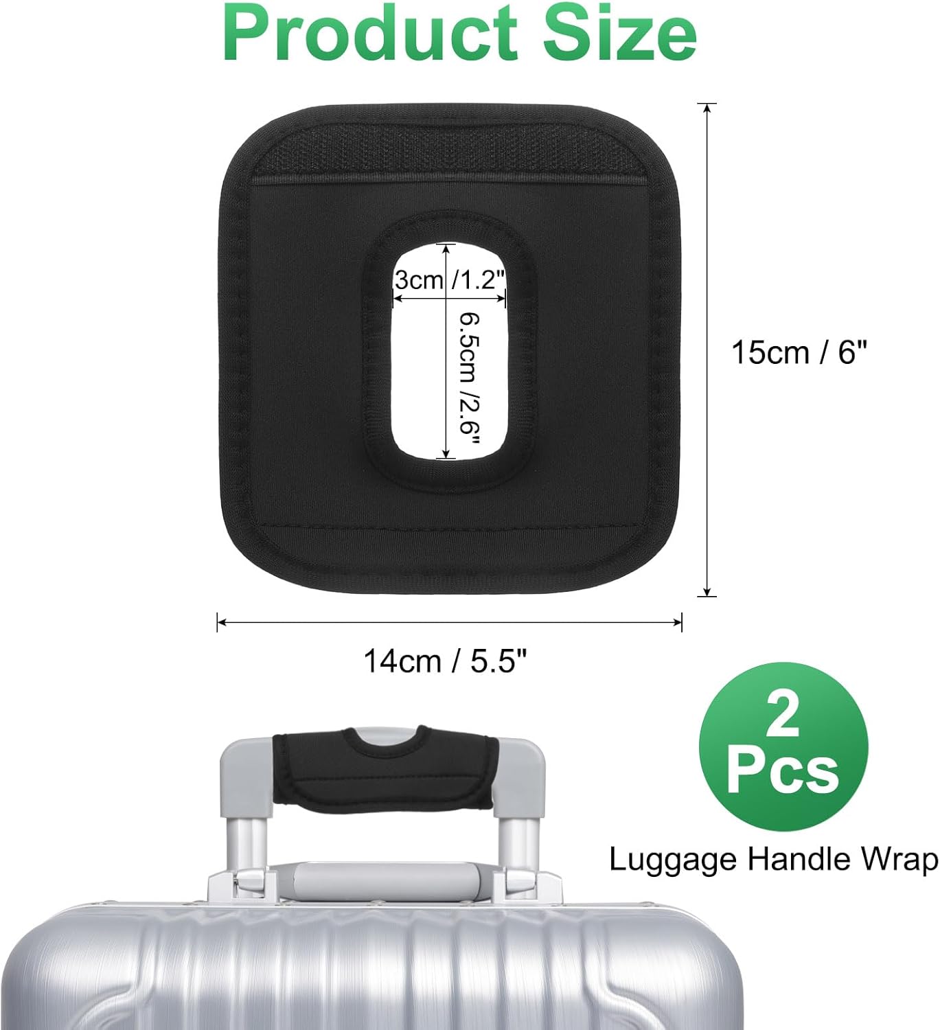 Luggage Handle Wrap, 2 Pcs Hollow Neoprene Handbag Grip Cover Protector Luggage Identifiers Suitcase Handle Wraps for Luggage Suitcase Travel Bags, Black