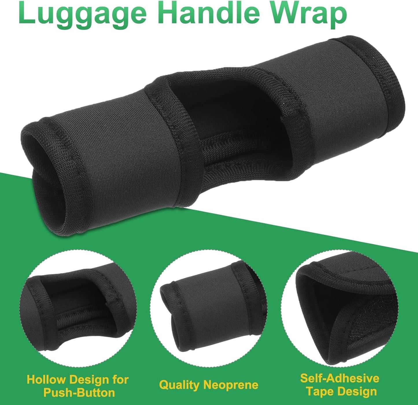 Luggage Handle Wrap, 2 Pcs Hollow Neoprene Handbag Grip Cover Protector Luggage Identifiers Suitcase Handle Wraps for Luggage Suitcase Travel Bags, Black
