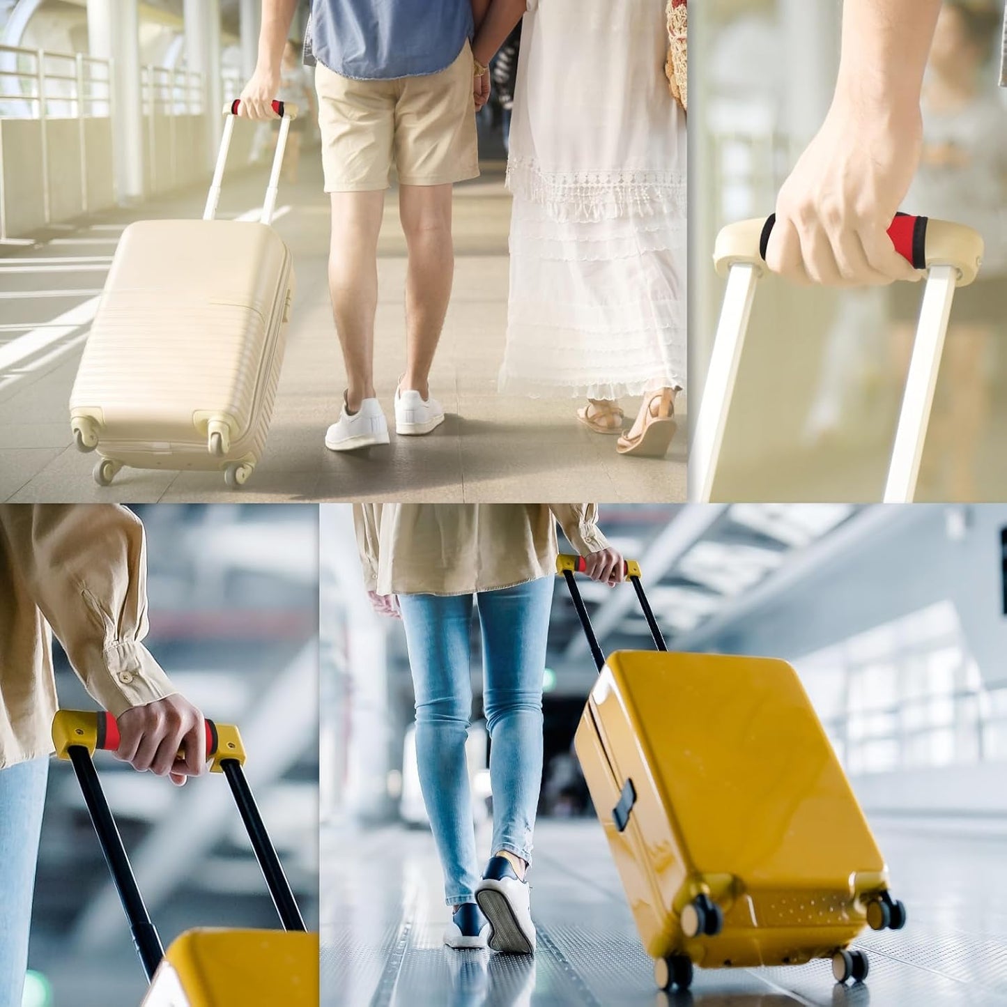 Luggage Handle Wrap, 2 Pcs Hollow Neoprene Handbag Grip Cover Protector Luggage Identifiers Suitcase Handle Wraps for Luggage Suitcase Travel Bags, Black