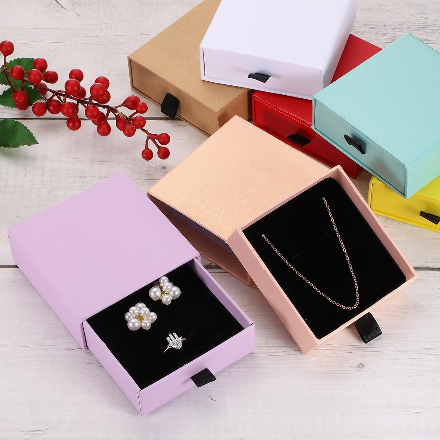 2Pcs Cardboard Jewelry Gift Boxes, 3.5 x 3.5 Inch Jewelry Display Boxes Bulk Sponge Filled Small Jewelry Boxes for Bracelets Earrings Necklaces Jewelry Gift (Light Purple)