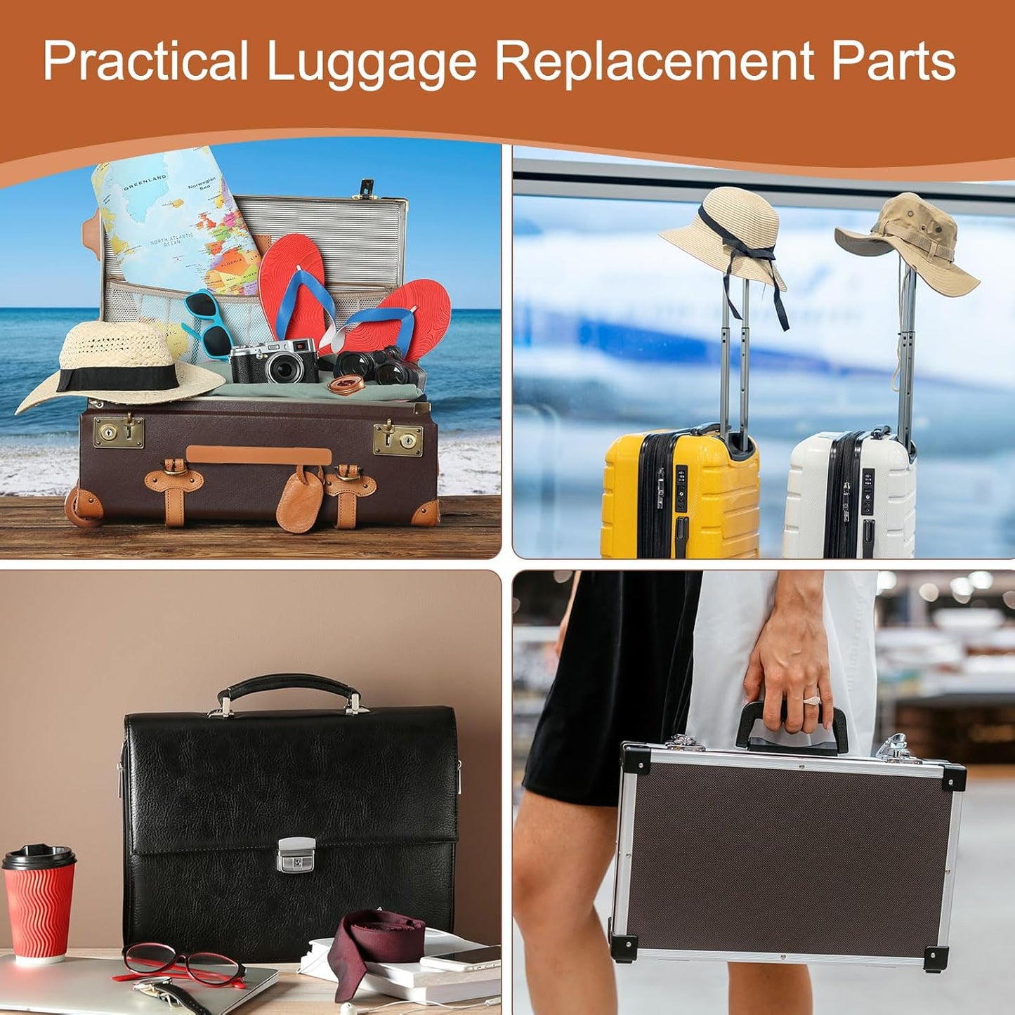 Luggage Handle Replacement 8.5 Inch Suitcase Handle Carry Strap Plastic Pull Handle Grip Luggage Replacement Parts with Screws for Suitcase Box Luggage Case, Black