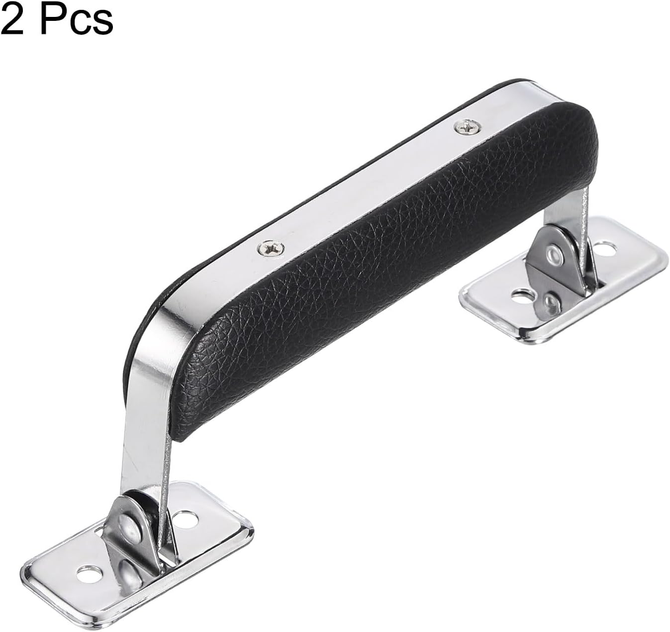Leather Handle, 2Pcs - Metal Luggage Handle, Vintage Suitcase Replacement Strap, Vintage Pull Handle for Trunk Handbag Briefcase Speaker Box (Black), 110mm