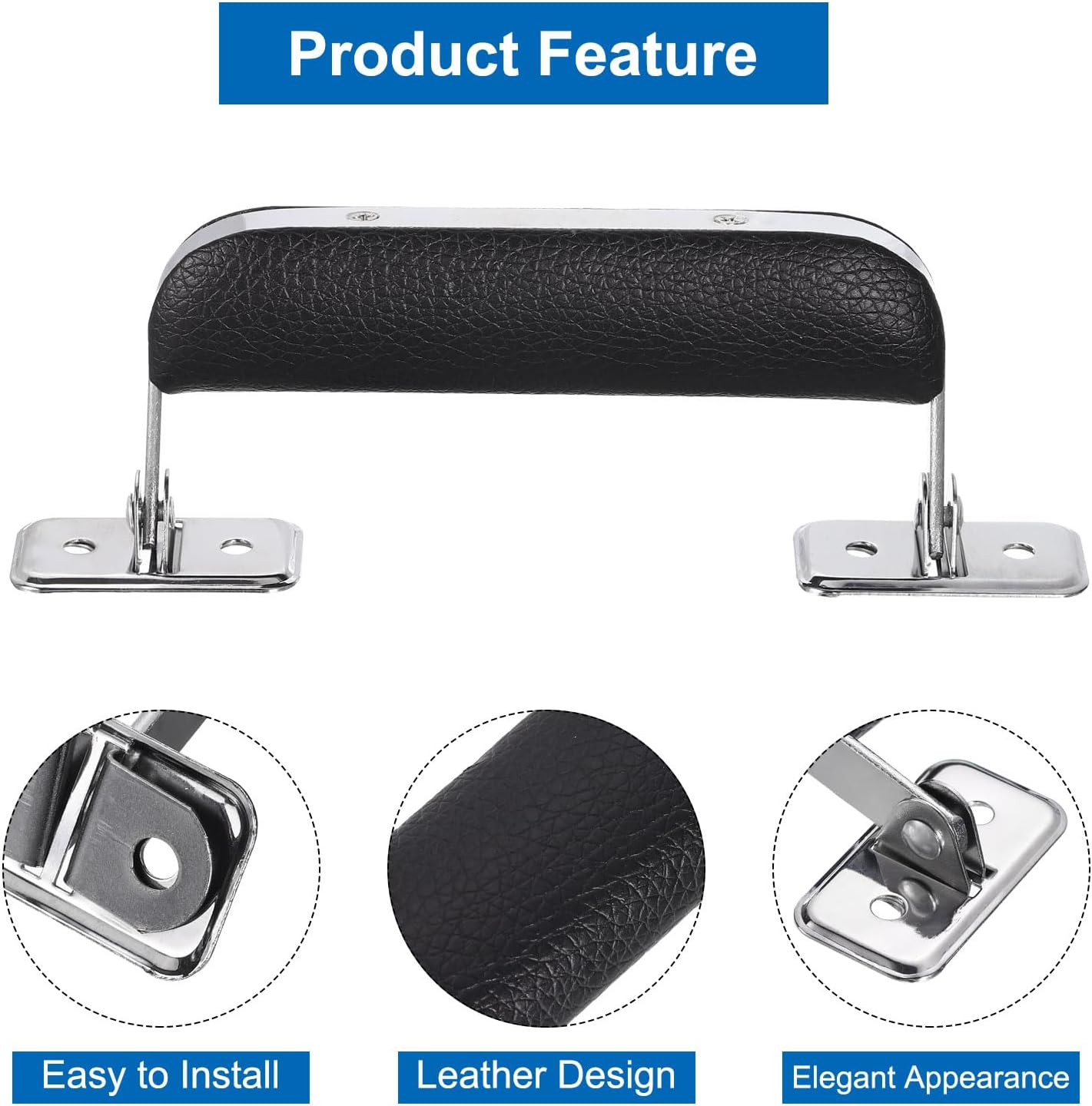 Leather Handle, 2Pcs - Metal Luggage Handle, Vintage Suitcase Replacement Strap, Vintage Pull Handle for Trunk Handbag Briefcase Speaker Box (Black), 110mm