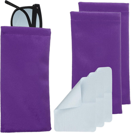 Squeeze Top Glasses Bag, Velvet Sunglasses Case with Cleaning Cloth