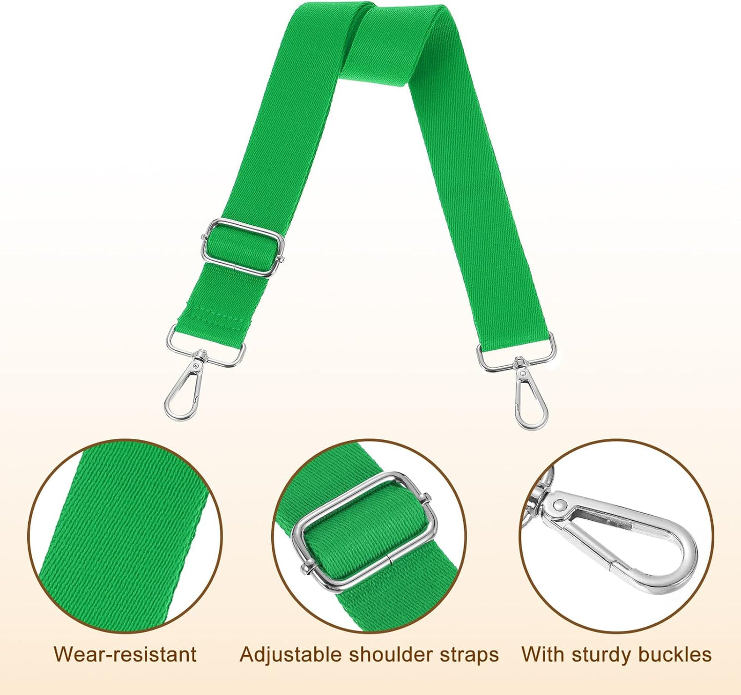 Wide Shoulder Strap, 3.8cm Adjustable Purse Strap Replacement Crossbody Strap for Shoulder Bag Handbag, Green, Silver Pull Core Buckle