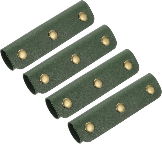 4Pcs Handbag Handle Cover, PU Leather Luggage Handle Wraps, Luggage Grip Protector for Purse Tote Bag Suitcase, Dark Green