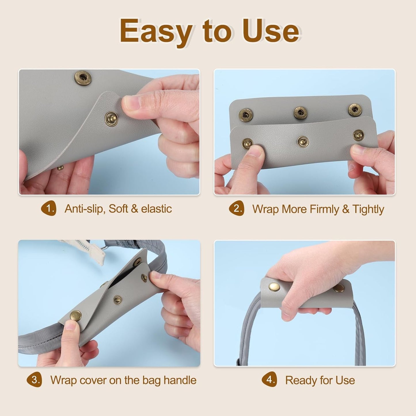 4Pcs Handbag Handle Cover, PU Leather Luggage Handle Wraps, Luggage Grip Protector for Purse Tote Bag Suitcase, Dark Green