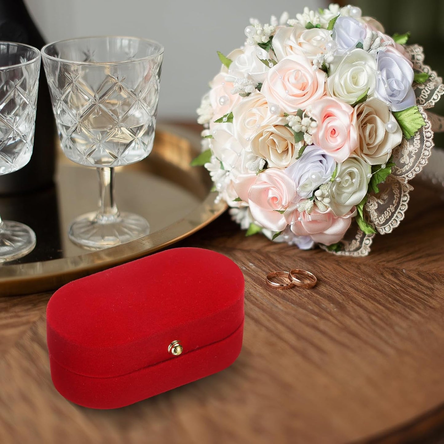 Velvet Ring Box, Small Travel Jewelry Case Mini Ring Holder Jewelry Organizer Storage Case for Women Girls Wedding Proposal Engagement, Grey