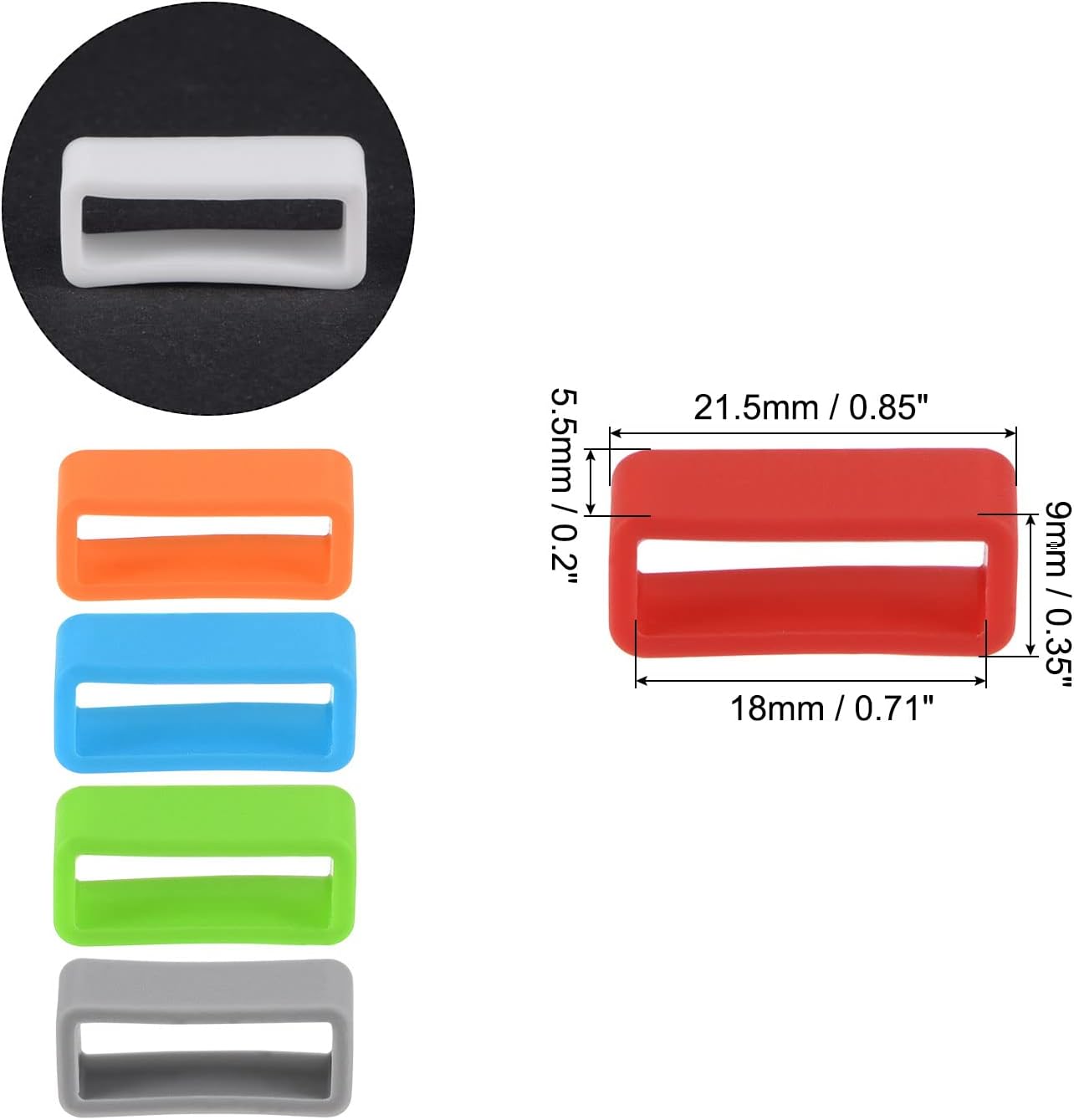 Watch Band Strap Loops, 18mm Width Rubber Fastener Rings Silicone Watch Holder Retainers for Watch Band Mix Color 6 Pcs