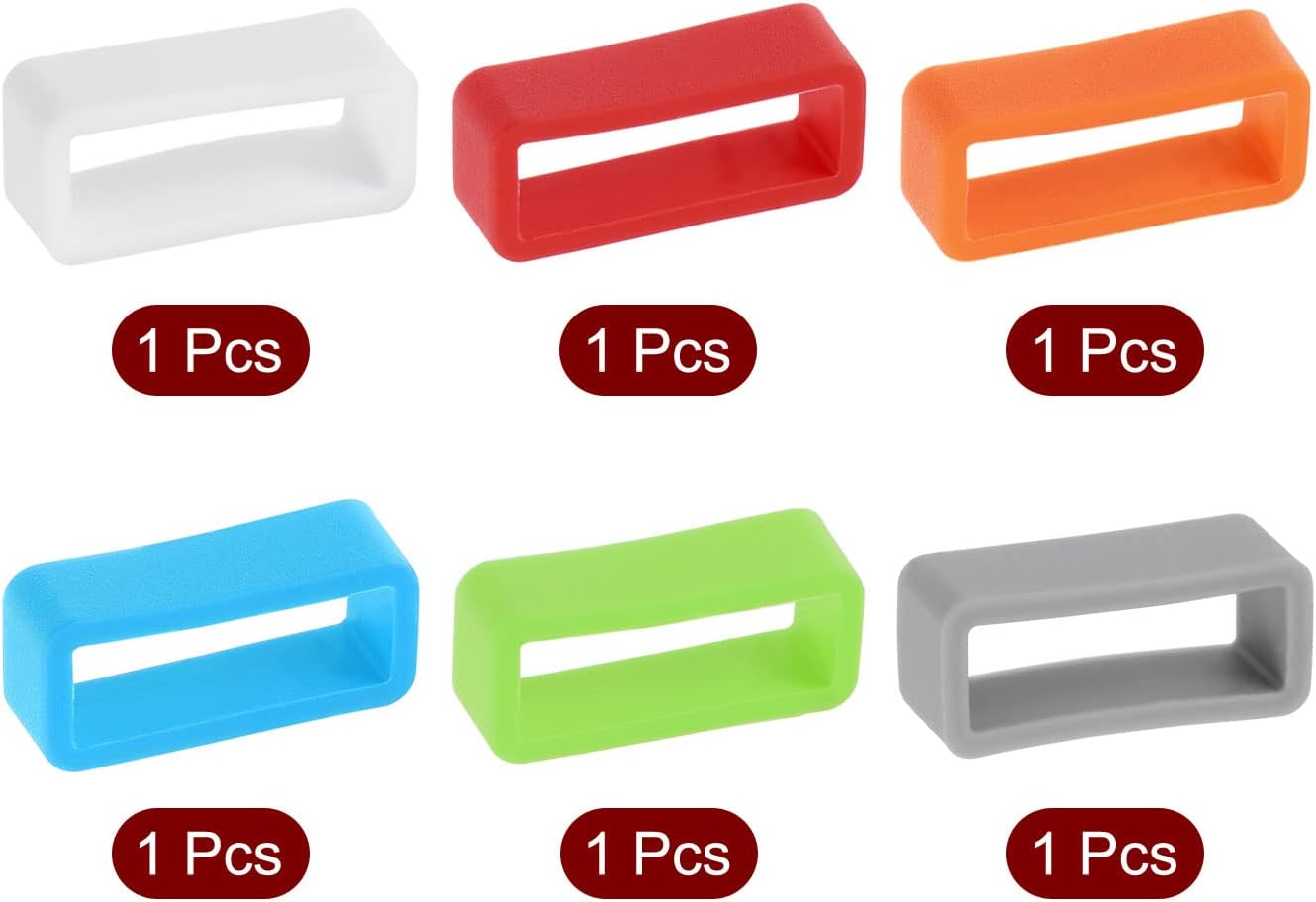 Watch Band Strap Loops, 18mm Width Rubber Fastener Rings Silicone Watch Holder Retainers for Watch Band Mix Color 6 Pcs