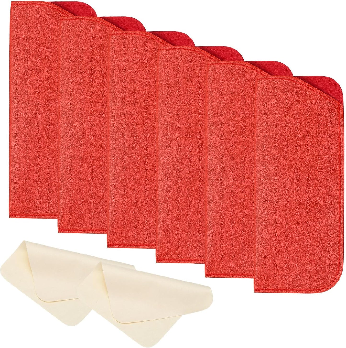 Leather Eyeglass Cases, Portable Glasses Pouch Glasses Sleeve with 2 Cleaning Clothes for Women Men Cases