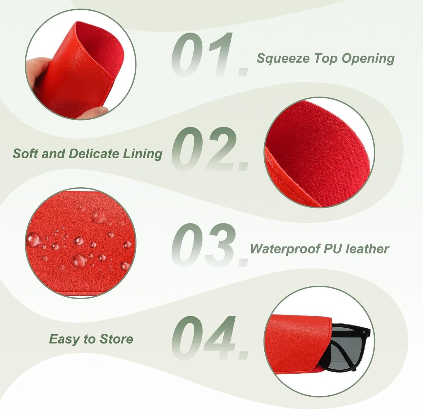 Leather Eyeglass Cases, Portable Glasses Pouch Glasses Sleeve with 2 Cleaning Clothes for Women Men Cases