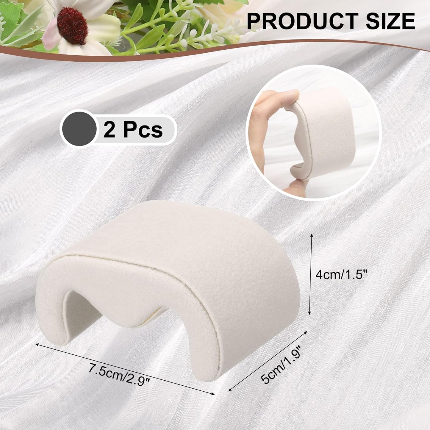 2pcs Watch Case Pillows, M Shaped Watch Display Pillow Velvet Watch Cushion Replacement for Watch Bracelet Display Storage Beige