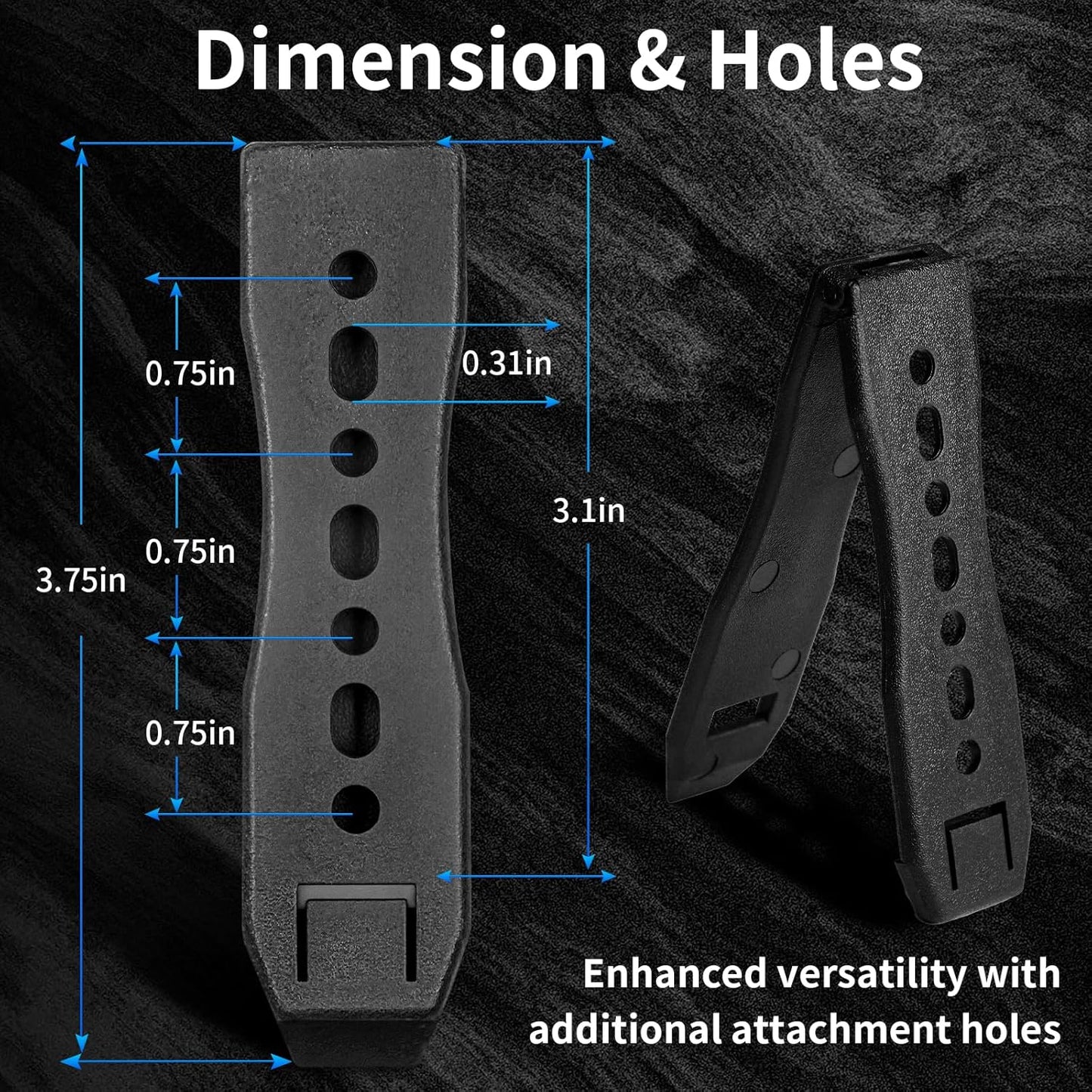 3-inch Molle Clips 4-Pack, Molle Attachment for Vests, Holsters, Backpacks, Mag Pouches, Taser, Knife Sheath, 3'' Clip Adapter (Pair with Mounting Hardware) 12 Screws, 8 Screw Nuts, 8 Washers