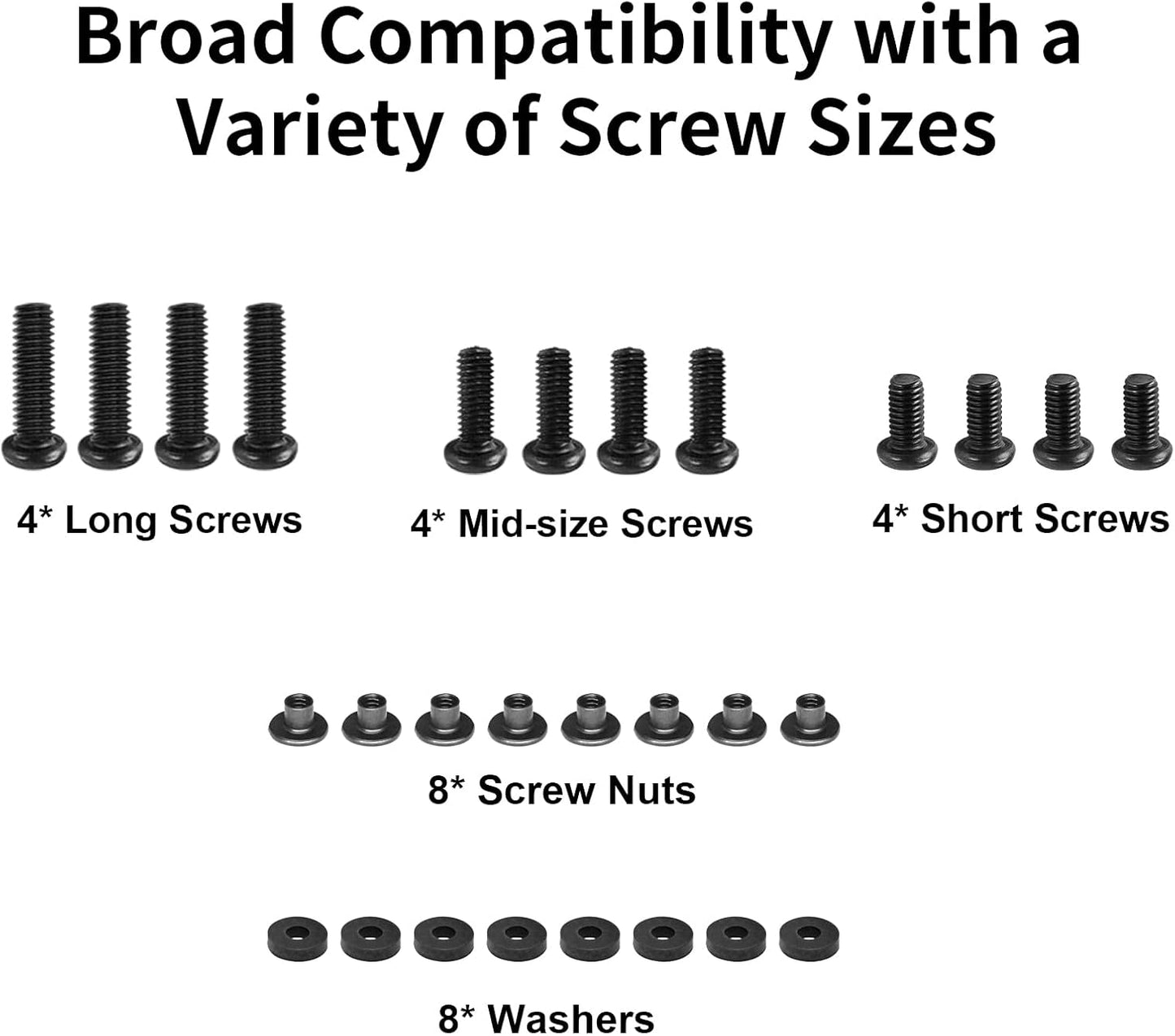 3-inch Molle Clips 4-Pack, Molle Attachment for Vests, Holsters, Backpacks, Mag Pouches, Taser, Knife Sheath, 3'' Clip Adapter (Pair with Mounting Hardware) 12 Screws, 8 Screw Nuts, 8 Washers