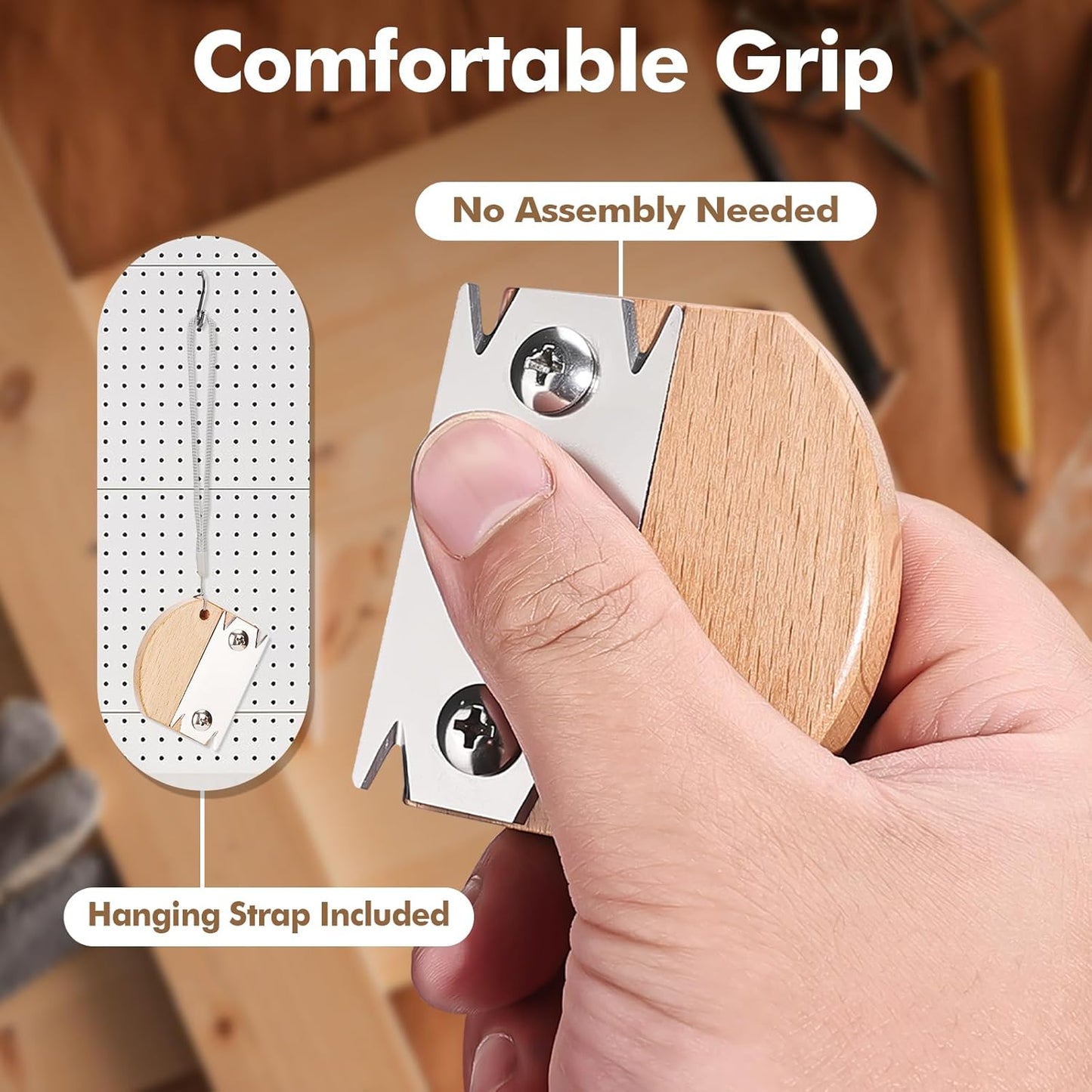 Edge Banding Trimmer, Upgraded Veneer Edge Trimmer with Wooden Handle and 3 Replacement Blades, Edge Band Cutter Tool for Woodworking, Veneer, PVC, Laminate, Plywood, Melamine