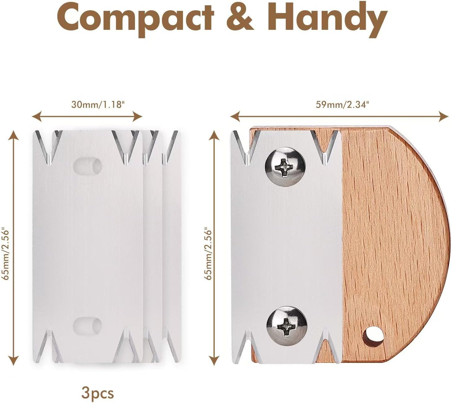 Edge Banding Trimmer, Upgraded Veneer Edge Trimmer with Wooden Handle and 3 Replacement Blades, Edge Band Cutter Tool for Woodworking, Veneer, PVC, Laminate, Plywood, Melamine