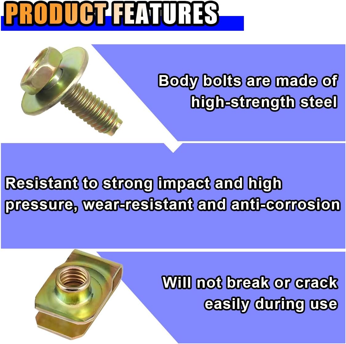 40PCS Car Body Bolts M6-1.0 & Extruded U-Nuts Clips Kit, Bumper Fenders Liner Push Retainer Fastener Kit for Engine Under Cover Undertray, Universal Splash Shield Guard Bolts Clips for Most Cars