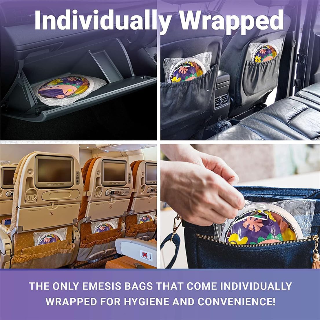 Vomit Bags, Disposable Emesis Bag 16 Pack Portable Barf Bags 1000ML Vomiting Sick Bag for Airsickness Travel Car Motion Sickness and Morning Sickness