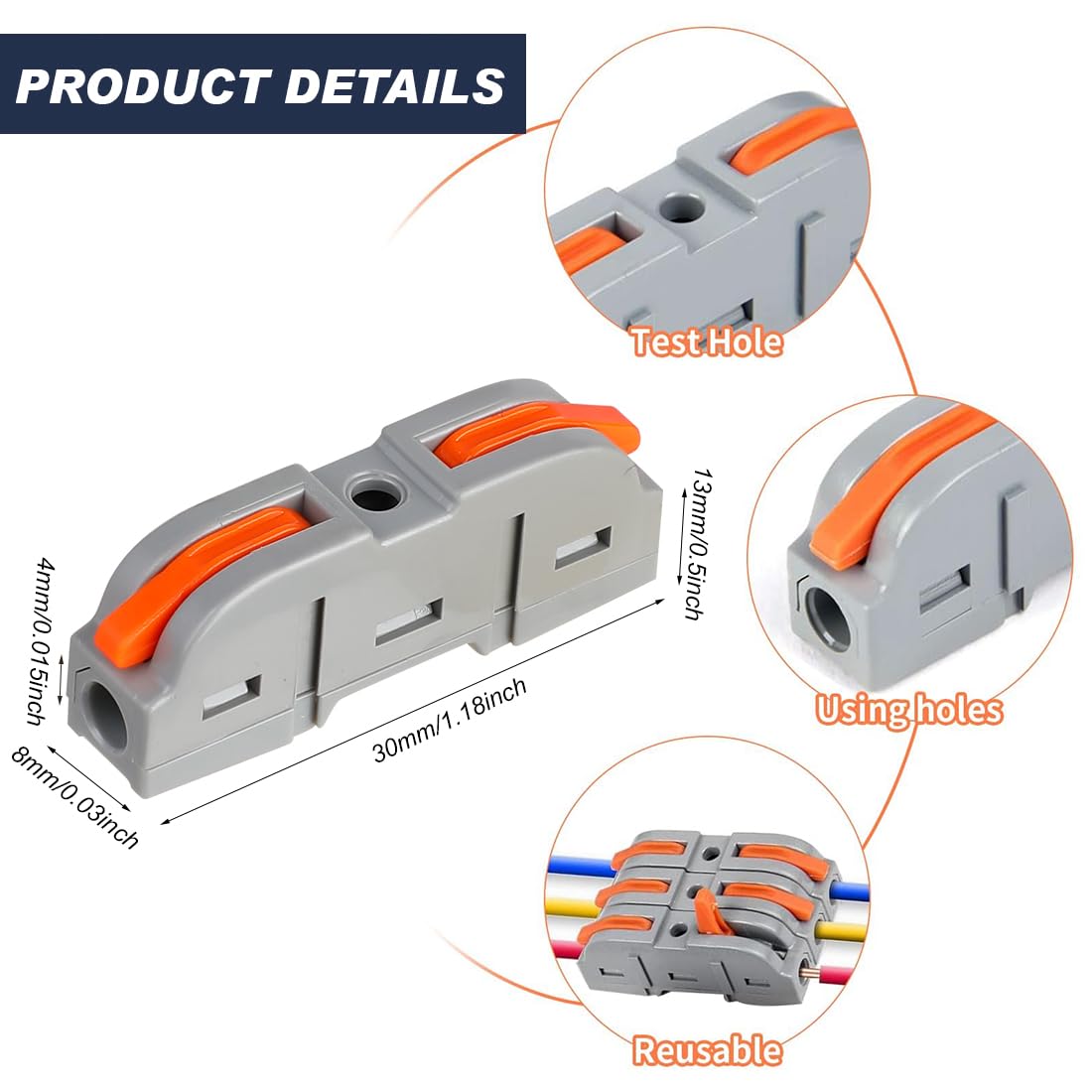 Lever Wire Connectors Kit 34PCS Quick Connect Wire Splice Conductor Compact Connectors Inline Wiring Splices Terminals