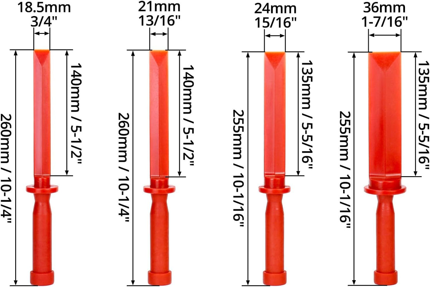 Plastic Chisel Scraper Set, 3/4", 7/8", 1", 1-1/2" Chemical Resistant Scraper Tool, No-marring Plastic Chisel Set for Removes Debris, Adhesives, Film, Paint