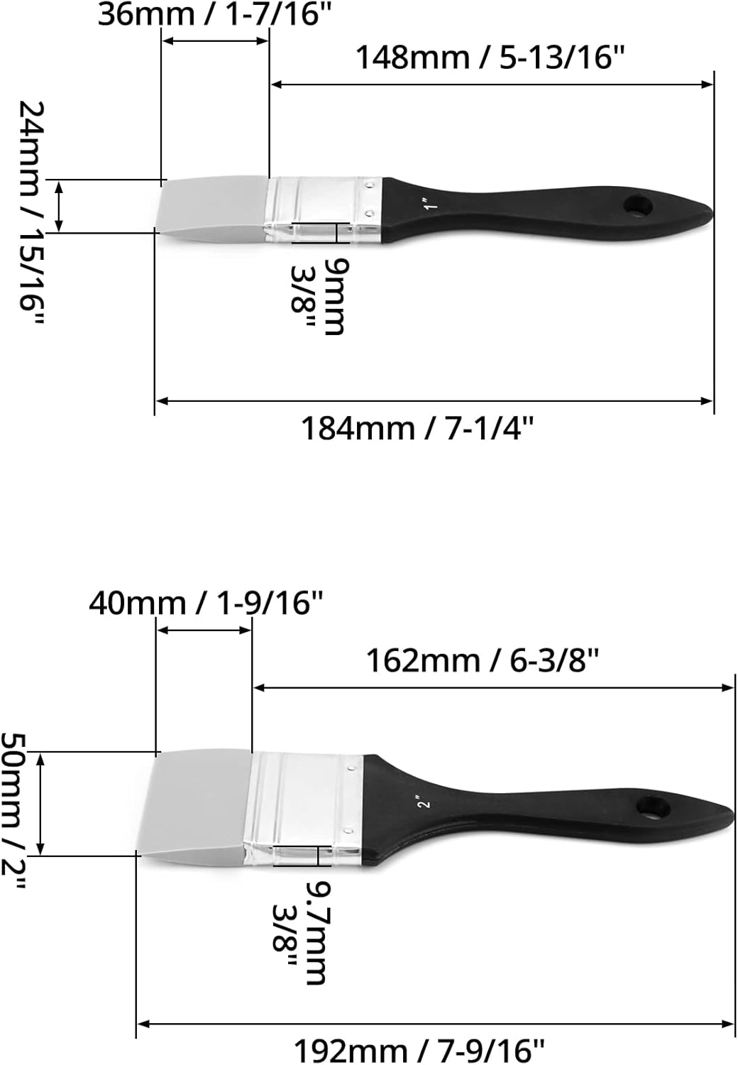 Paint Brush, Silicone Color Shaper Brush, 2 Pcs (1 inch,2 inch) Solid Flat Flexible Acrylic and Water Based Painting Tool for Move and Remove Acrylic Paints