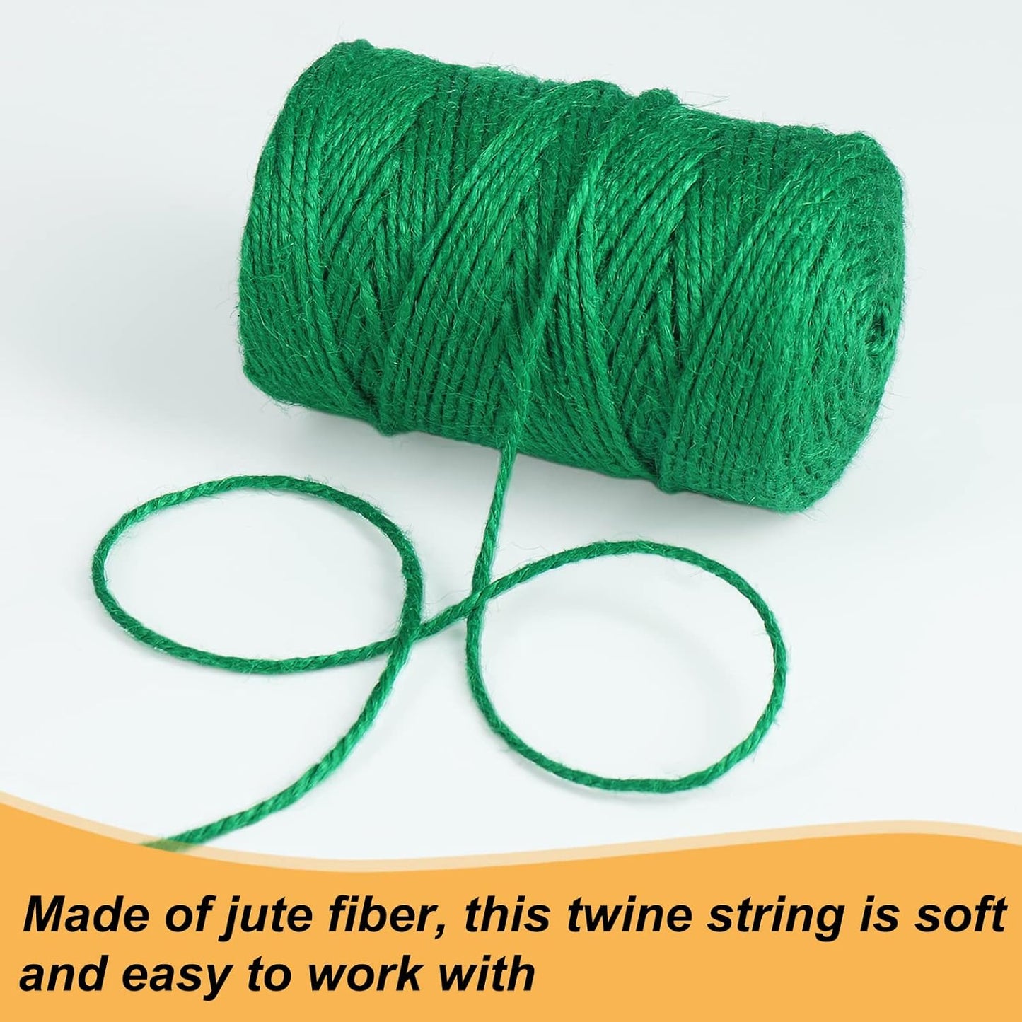 Jute Garden Twine, 328 Feet 3mm Heavy Duty Tomato Twine, Green Plant Ties for Gardening, Climbing Plants, Vegetables, Crafting