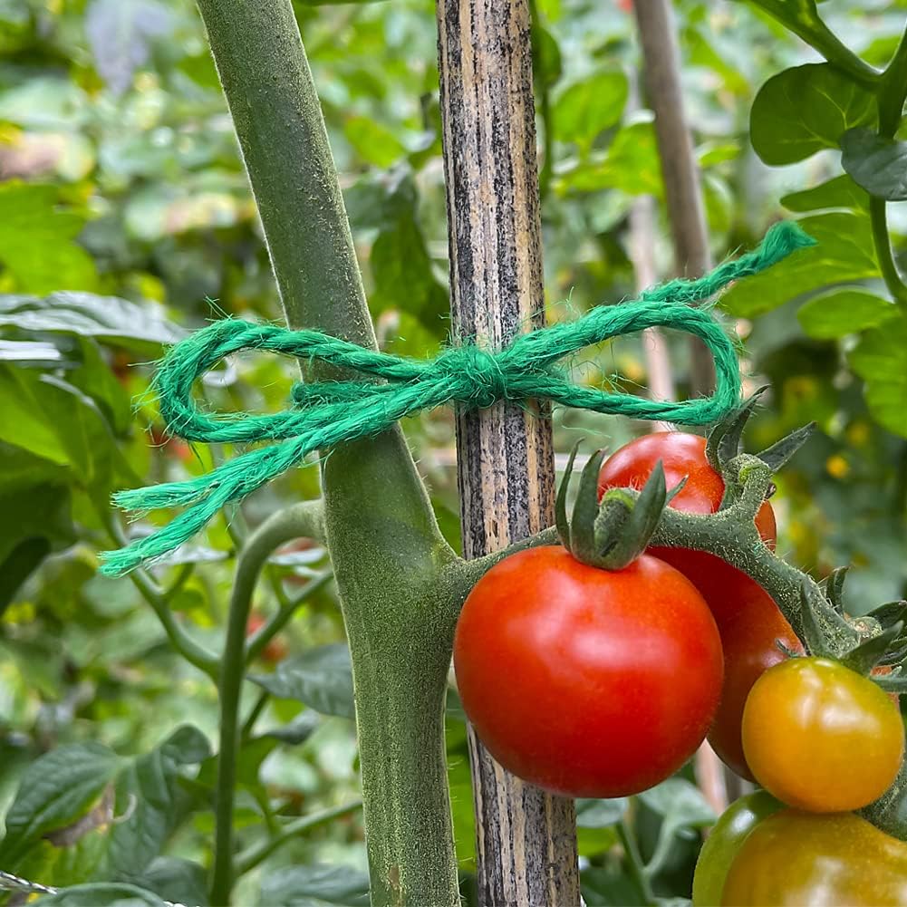 Jute Garden Twine, 328 Feet 3mm Heavy Duty Tomato Twine, Green Plant Ties for Gardening, Climbing Plants, Vegetables, Crafting