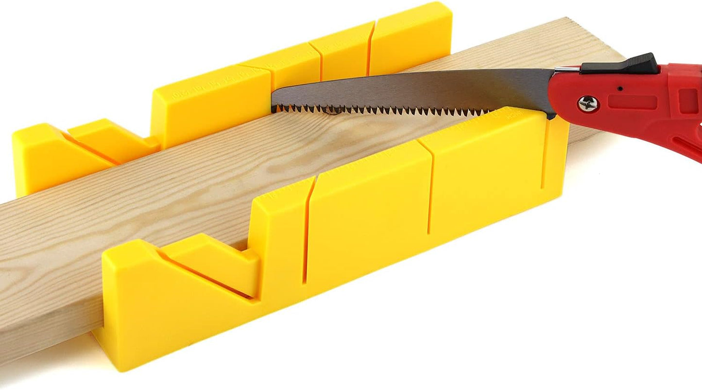 12-Inch High Impact Plastic Miter Box with Versatile Cutting Angles and Ruler Scale