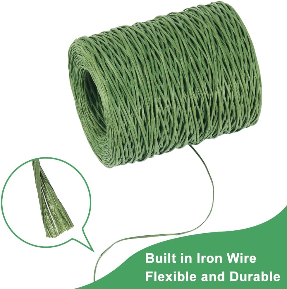 Floral Wire, 656 Feet 2mm Paper Covered Bind Wire for Floral Bouquets, Crowns, Wreath Making, Christmas Ornaments, Garlands, Wedding Decorating, Crafts (Green)