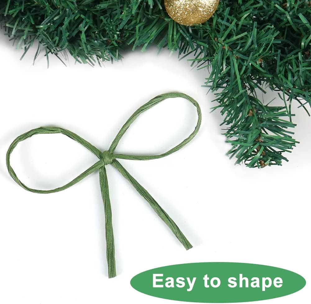 Floral Wire, 656 Feet 2mm Paper Covered Bind Wire for Floral Bouquets, Crowns, Wreath Making, Christmas Ornaments, Garlands, Wedding Decorating, Crafts (Green)