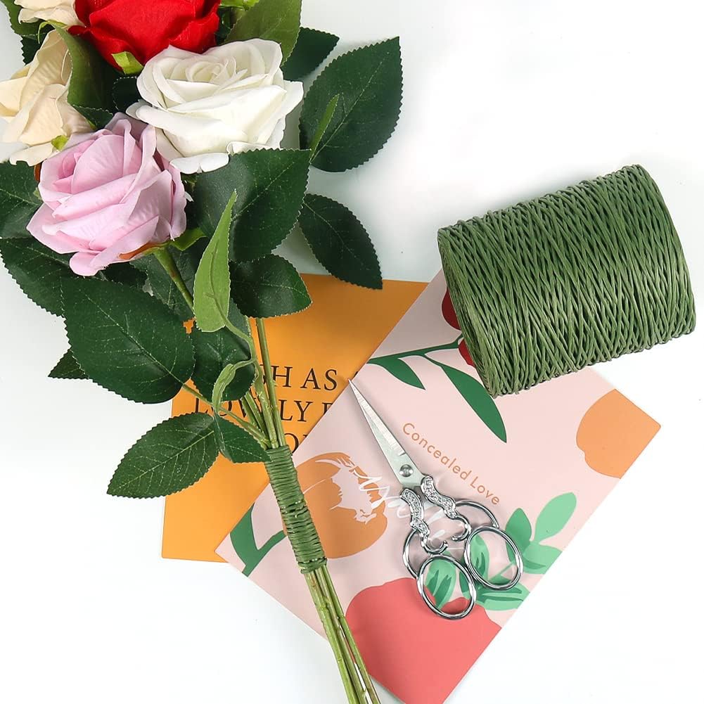Floral Wire, 656 Feet 2mm Paper Covered Bind Wire for Floral Bouquets, Crowns, Wreath Making, Christmas Ornaments, Garlands, Wedding Decorating, Crafts (Green)