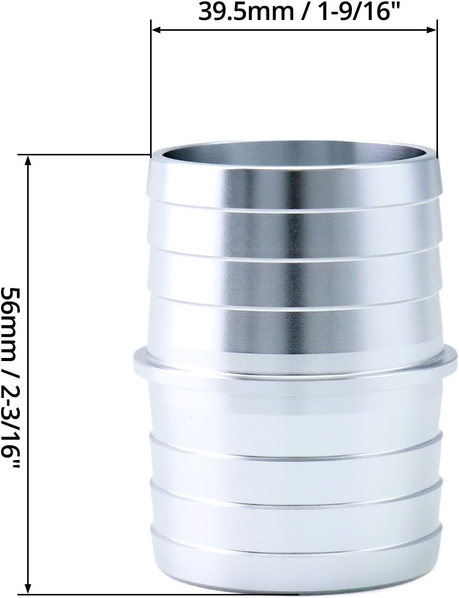 Hose Barb Fittings, 2 Pack 1-1/2" to 1-1/2" Inch Aluminum Alloy Hose Barbed Splicer Mender Union Coupler Fitting Coolant Intercooler Heat Exchanger Fluid/Oil/Fuel