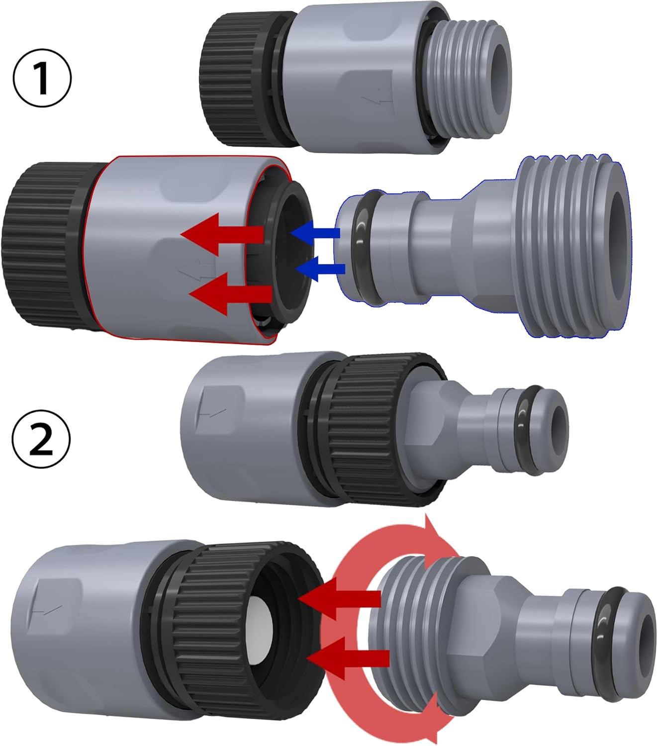 Garden Hose Quick Connector 3/4 Inch Plastic Garden Hose Quick Connect Fittings Male and Female Connectors Water Hose End Adapters, 6 Sets