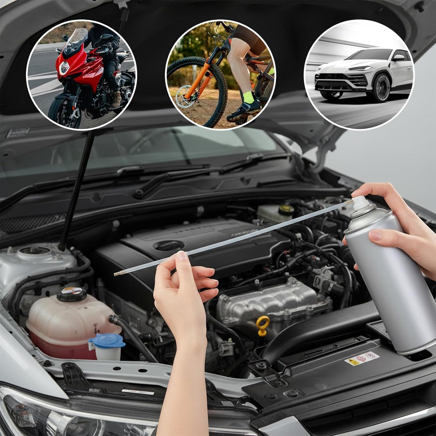 5 Pcs 19.69" Spray Can Nozzle Extension, 360 Degree Extension Hose Aerosol Spray Tips for Male Stem Cans, Universal 4.6 mm Extensions Fit for Auto Car Fluid, Paint, Protective Film Lubricants