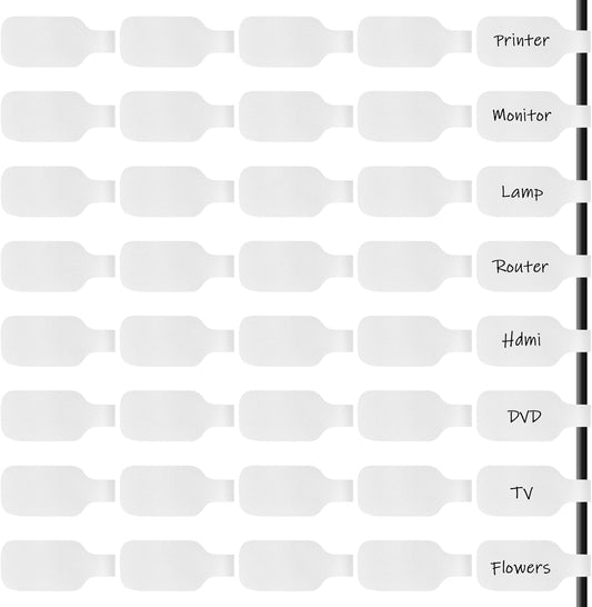 40 Pcs Reusable Cable Cord Wire Labels, Cable Labels Wire Tags Easy Write-On Cables Markers with Hook Loop Closure, Tear-Resistant Nylon Cables Tags for Organizing Electronics, Home, Office (White)
