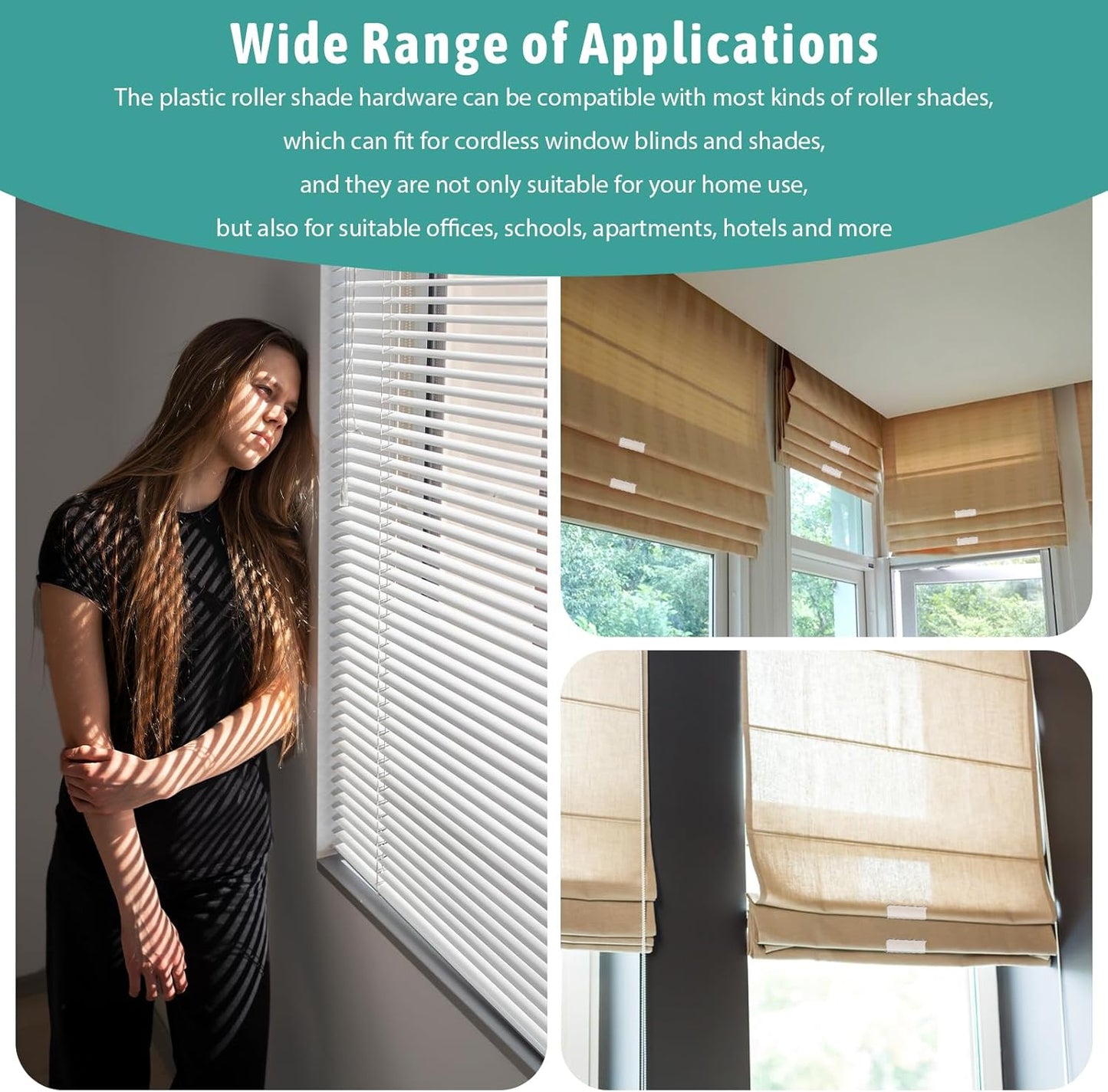 8 Pack Roller Window Shades Pulls, Clear Plastic Window Shades Hem Grips Handles R Type Windows Blinds Shade Pull Down Replacement Accessories for Roller Blinds, Home, Rv, Office, Hotel