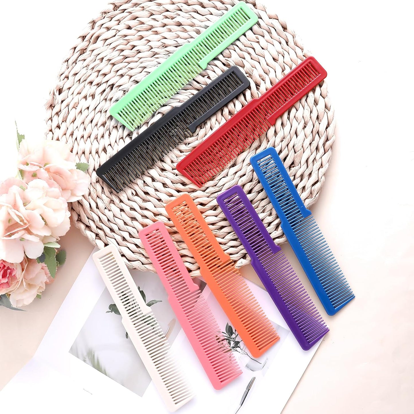 10 PCS Barber Combs, Hair Cutting Combs Professional Fine Tooth Comb Flat Top Clipper Comb Blending Hairstylist Essentials Hairdressing Salon Set for Women Men Hair Styling (Eye-Catching Colors)