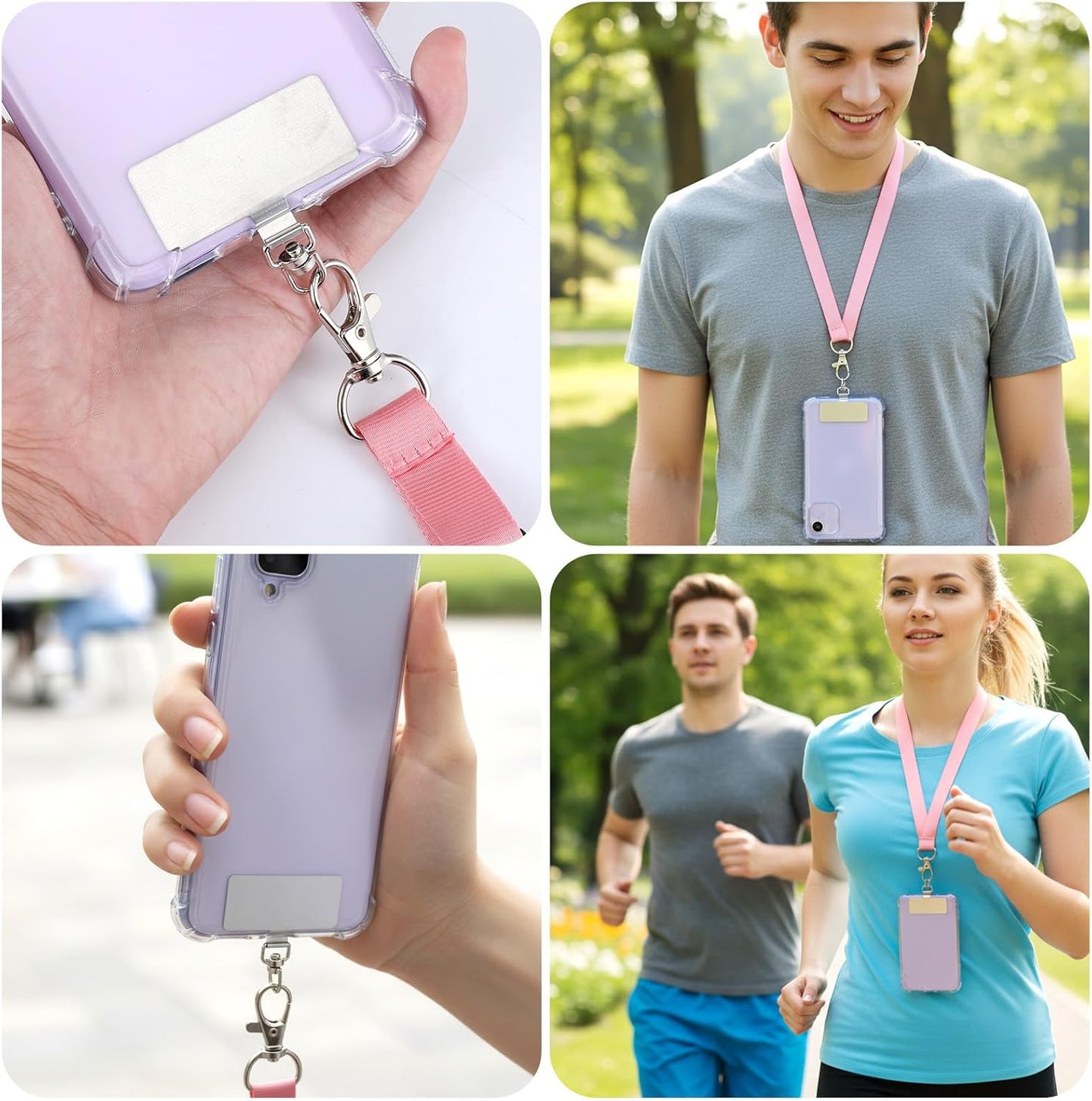 20 Pack Phone Tether Tab, 360° Rotatable Phone Lanyard Tab Stainless Steel Cellphone Lanyard Patch Universal Smartphone Lanyards Pad for Full Phones Cases (Silver)