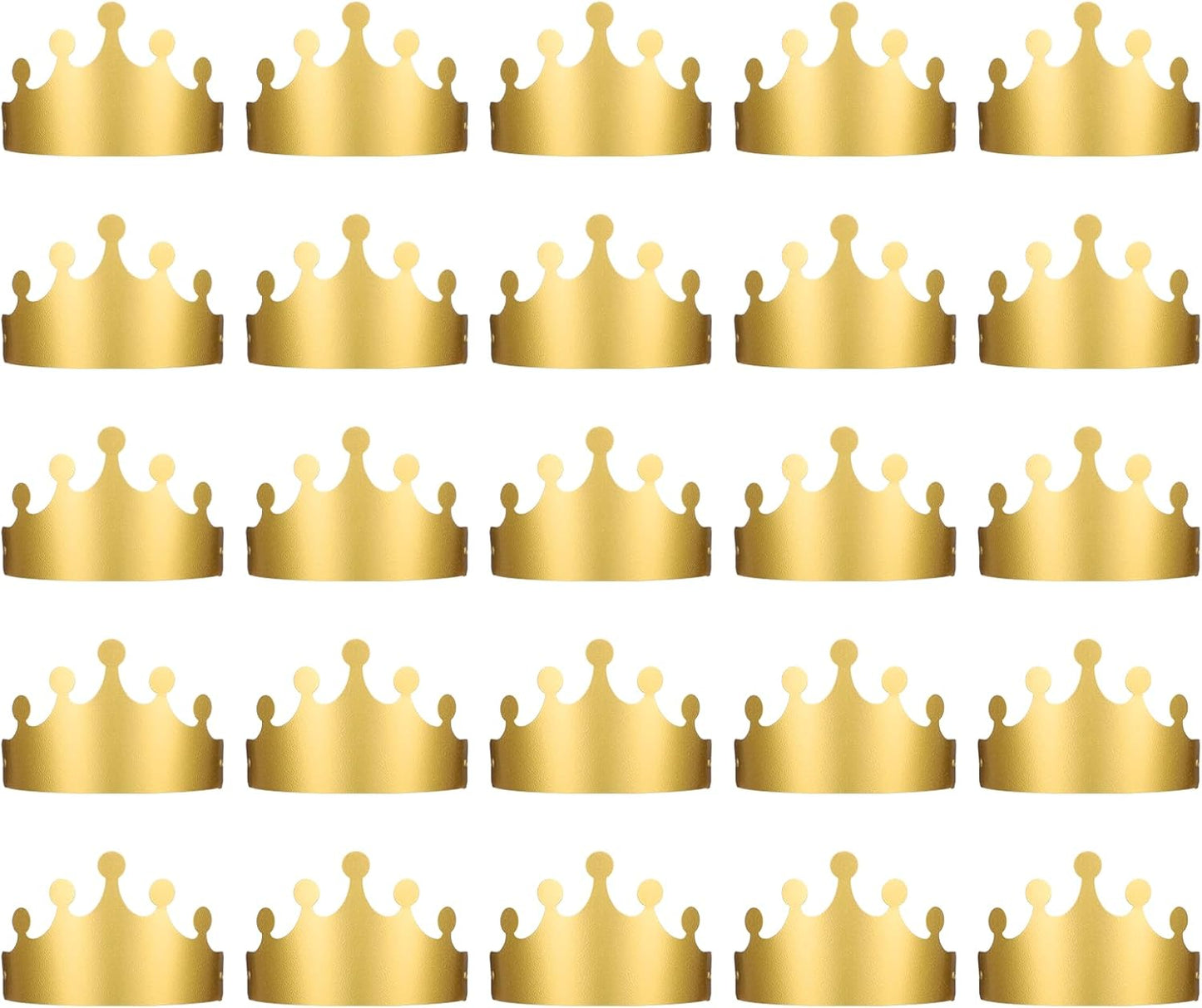 Gold Paper Crowns, 20 Pcs Golden King Crown Paper Crowns for Kids and Adults Foldable Party Crown Hat for Birthday Celebration Baby Shower Photo Props Wedding Anniversary (Matte Finish)