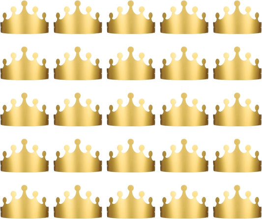 Gold Paper Crowns, 20 Pcs Golden King Crown Paper Crowns for Kids and Adults Foldable Party Crown Hat for Birthday Celebration Baby Shower Photo Props Wedding Anniversary (Matte Finish)