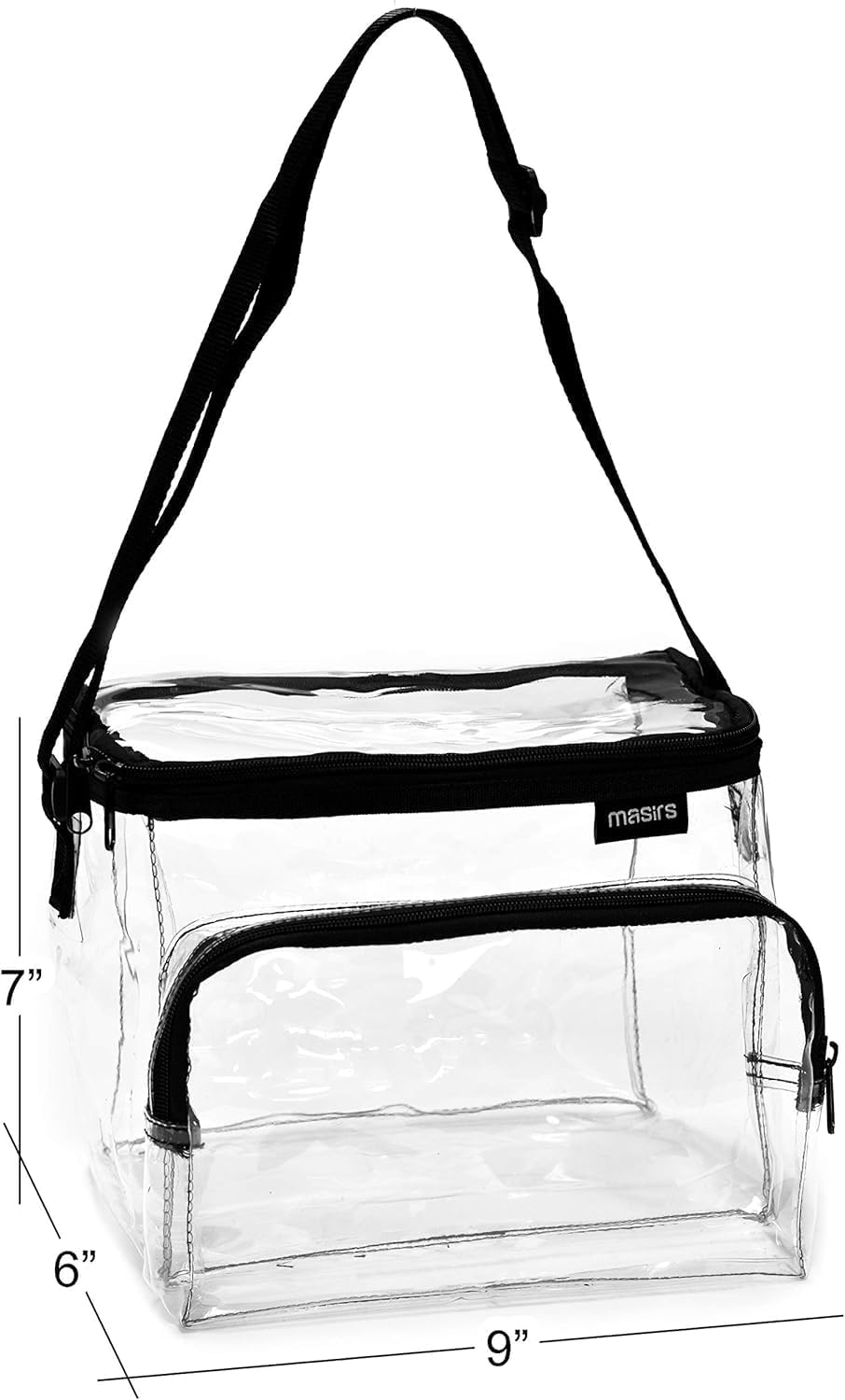 Clear Lunch Bag, Durable PVC Plastic See Through Lunch Bag with Adjustable Shoulder Strap Handle for Prison Correctional Officers, Work, Stadium Approved, Freezer Proof, (Medium)