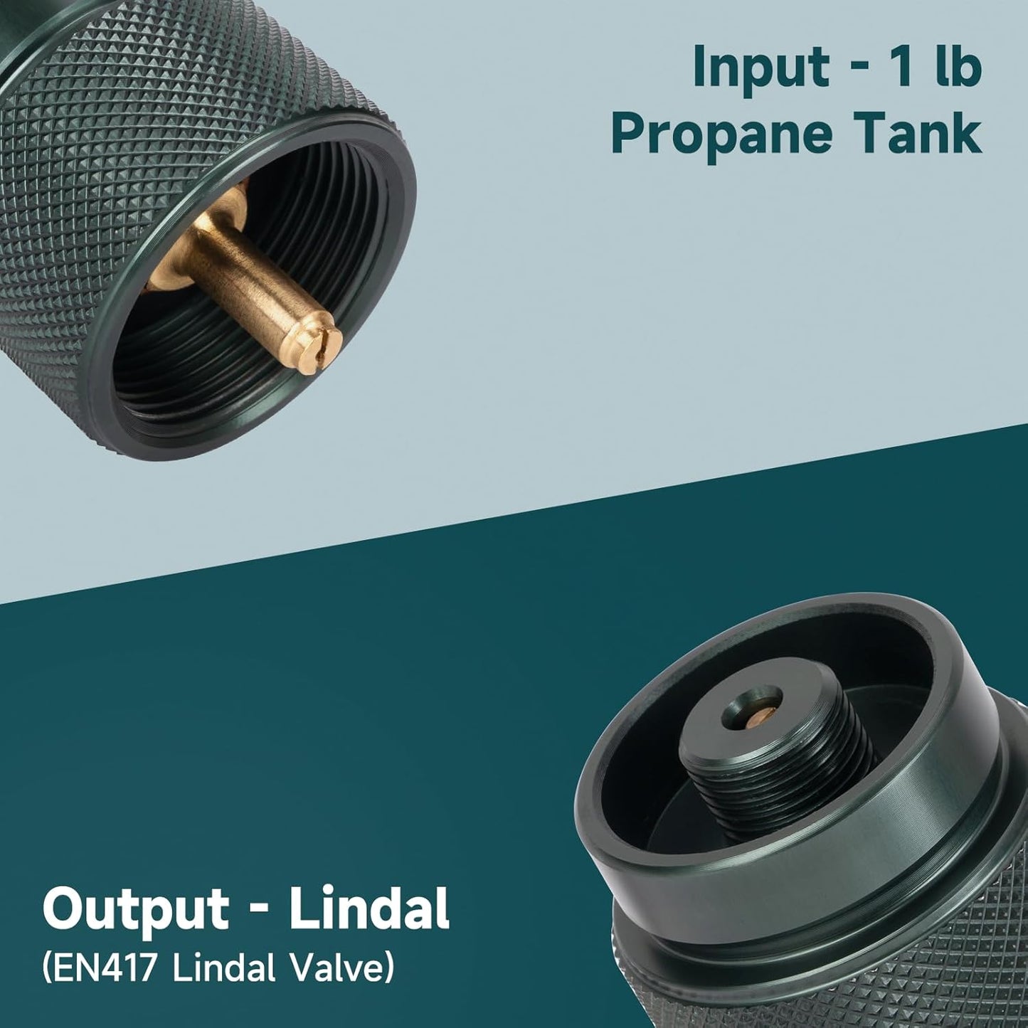 Propane to Butane Adapter, 1 Lb Propane Tank Input and EN417 Lindal Valve Output, Camping Stove Adapter for Backpacking Stove, Portable Burner, Heater, Auto-Off