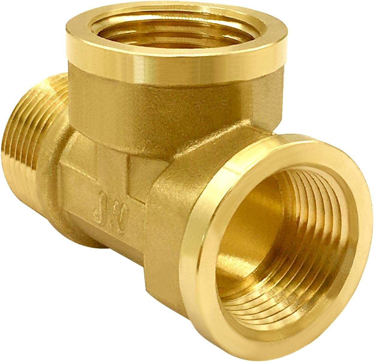 Brass Pipe Fitting Barstock Tee 3 Way NPT 3/4" Female x 3/4" Female x 3/4" Male Hose Fitting