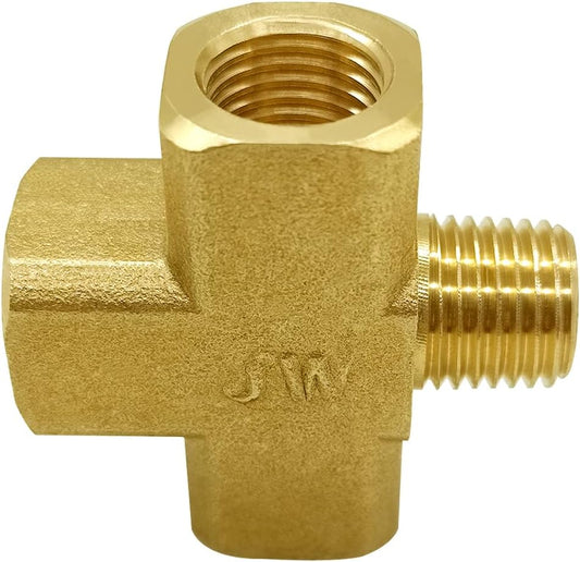 Brass 1/4" NPT Female x Male 4-Way Pipe Fitting Adapter Tube Coupler Connector Water Gas Oil