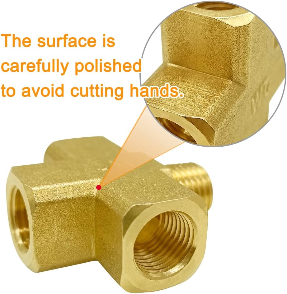 Brass 1/4" NPT Female x Male 4-Way Pipe Fitting Adapter Tube Coupler Connector Water Gas Oil