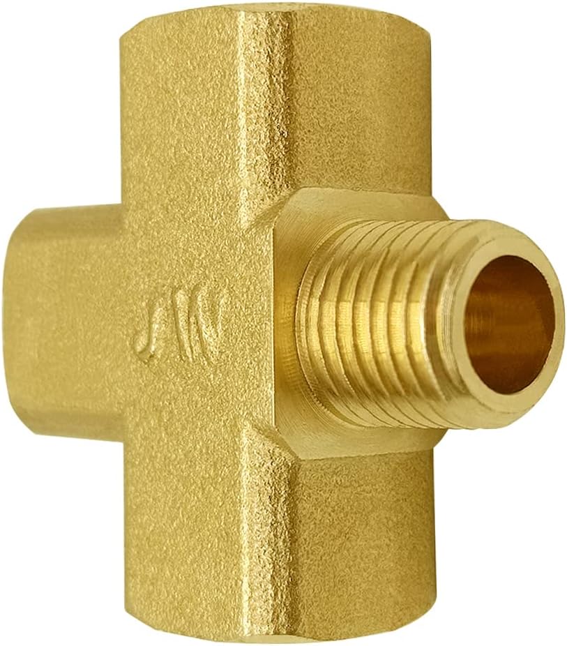 Brass 1/4" NPT Female x Male 4-Way Pipe Fitting Adapter Tube Coupler Connector Water Gas Oil