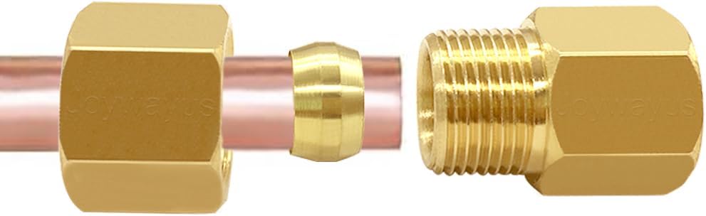 Brass Compression Tube Pipe Fitting 3/8" Tube OD Compression x 1/4" NPT Female Union Connector (Pack of 2)